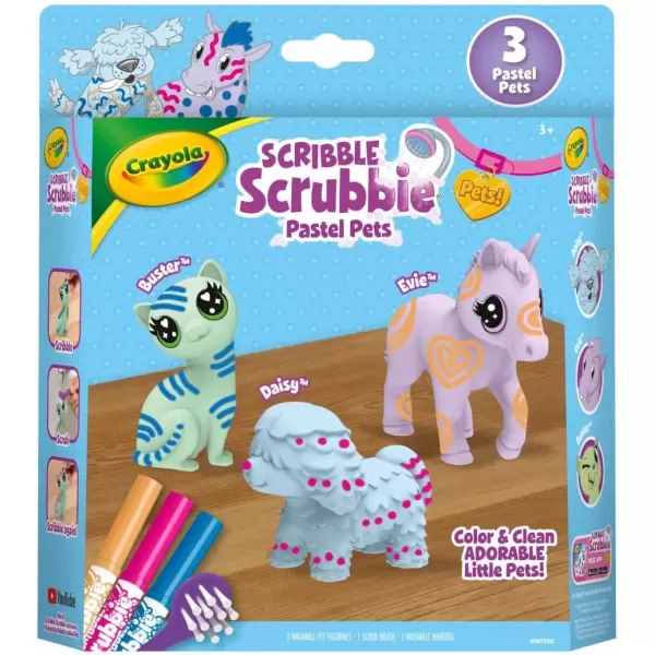 imageCrayola Scribble Scrubbie Pastel Pets 3ct Grooming Pet Toy for Kids Arts ampamp Crafts Stocking Stuffers for Girls ampamp Boys 3