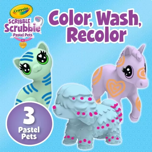 imageCrayola Scribble Scrubbie Pastel Pets 3ct Grooming Pet Toy for Kids Arts ampamp Crafts Stocking Stuffers for Girls ampamp Boys 3
