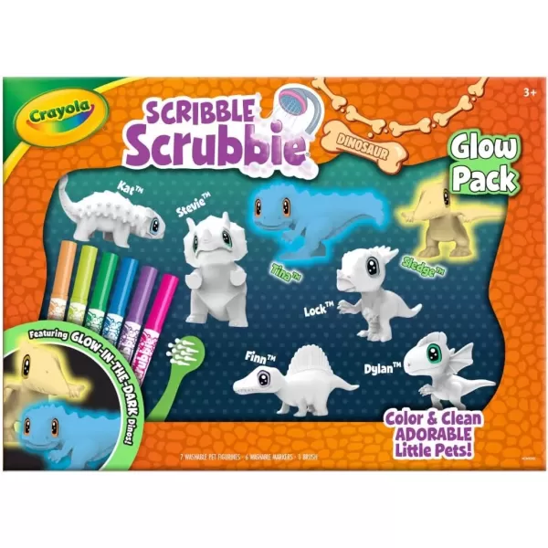 imageCrayola Scribble Scrubbie Pets Dinosaur Glow Combo Pack Dinosaur Toys for Kids Ages 3 4 5 6Dinosaur Glow Combo Pack