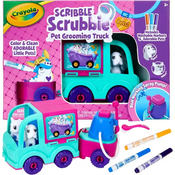 imageCrayola Scribble Scrubbie Pets Grooming Truck 10 Pcs Toy Pet Playset Kids Pet Care Toy Gift for Girls ampamp Boys Ages 3