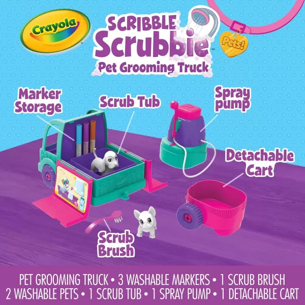 imageCrayola Scribble Scrubbie Pets Grooming Truck 10 Pcs Toy Pet Playset Kids Pet Care Toy Gift for Girls ampamp Boys Ages 3