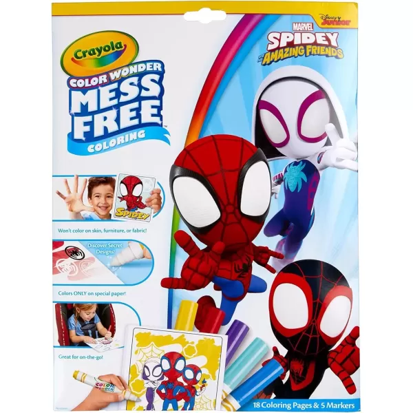 imageCrayola Spiderman Color Wonder Coloring Set 18 Spiderman Mess Free Coloring Pages for Toddlers Spiderman Toys Stocking Stuffers GiftsSpidey  Friends