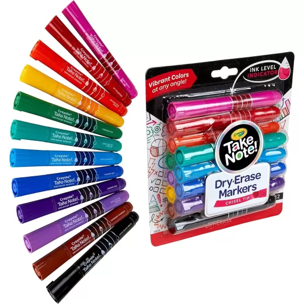 imageCrayola Take Note Dry Erase Markers 12ct Whiteboard Markers for Teachers Low Odor Chisel Tip School Classroom SuppliesDry Erase Markers