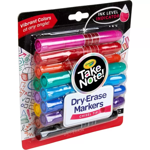 imageCrayola Take Note Dry Erase Markers 12ct Whiteboard Markers for Teachers Low Odor Chisel Tip School Classroom SuppliesHighlighters