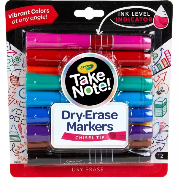 imageCrayola Take Note Dry Erase Markers 12ct Whiteboard Markers for Teachers Low Odor Chisel Tip School Classroom SuppliesHighlighters
