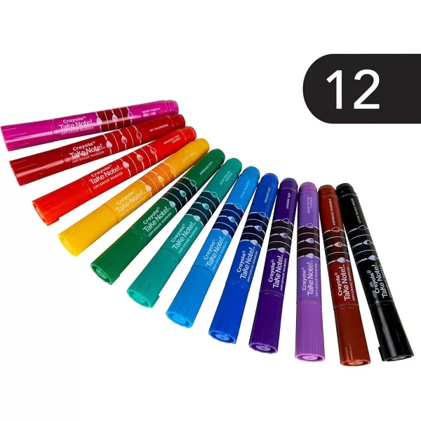 imageCrayola Take Note Dry Erase Markers 12ct Whiteboard Markers for Teachers Low Odor Chisel Tip School Classroom SuppliesHighlighters