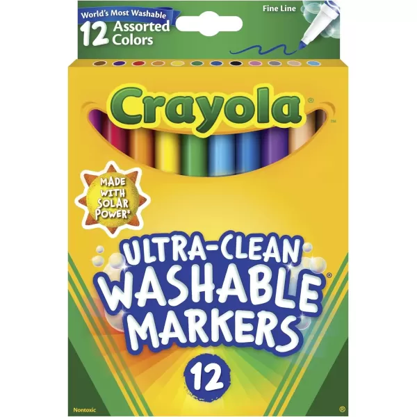 imageCrayola Ultra Clean Fine Line Markers 12ct Washable Markers for Kids Arts ampamp Crafts Coloring Book Markers Toddler Stocking Stuffers12 Count Pack of 1