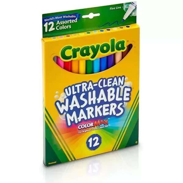 imageCrayola Ultra Clean Fine Line Markers 12ct Washable Markers for Kids Arts ampamp Crafts Coloring Book Markers Toddler Stocking Stuffers12 Count Pack of 2