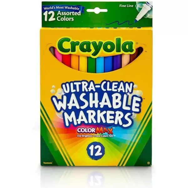 imageCrayola Ultra Clean Fine Line Markers 12ct Washable Markers for Kids Arts ampamp Crafts Coloring Book Markers Toddler Stocking Stuffers12 Count Pack of 2