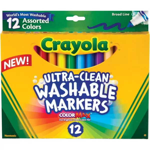 imageCrayola Ultra Clean Fine Line Markers 12ct Washable Markers for Kids Arts ampamp Crafts Coloring Book Markers Toddler Stocking Stuffers12 Count Pack of 1