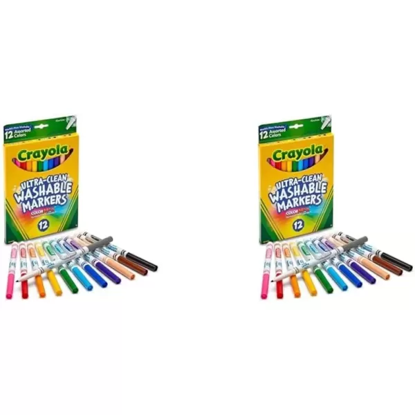 imageCrayola Ultra Clean Fine Line Markers 12ct Washable Markers for Kids Arts ampamp Crafts Coloring Book Markers Toddler Stocking Stuffers12 Count Pack of 2