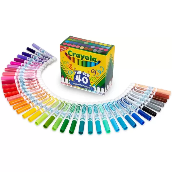 imageCrayola Ultra Clean Washable Markers 40ct Coloring Markers for Kids Coloring Book Marker Set Stocking Stuffers for Kids Ages 3