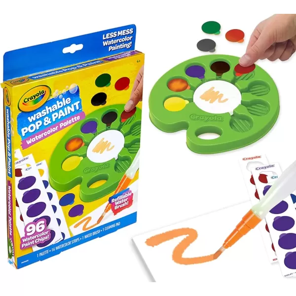 imageCrayola Watercolor Pop ampamp Paint Palette Washable Paint Kit Less Mess Watercolor Paint Set for Kids Toddler Stocking Stuffers ampamp Gifts19 Piece Set Pack of 2