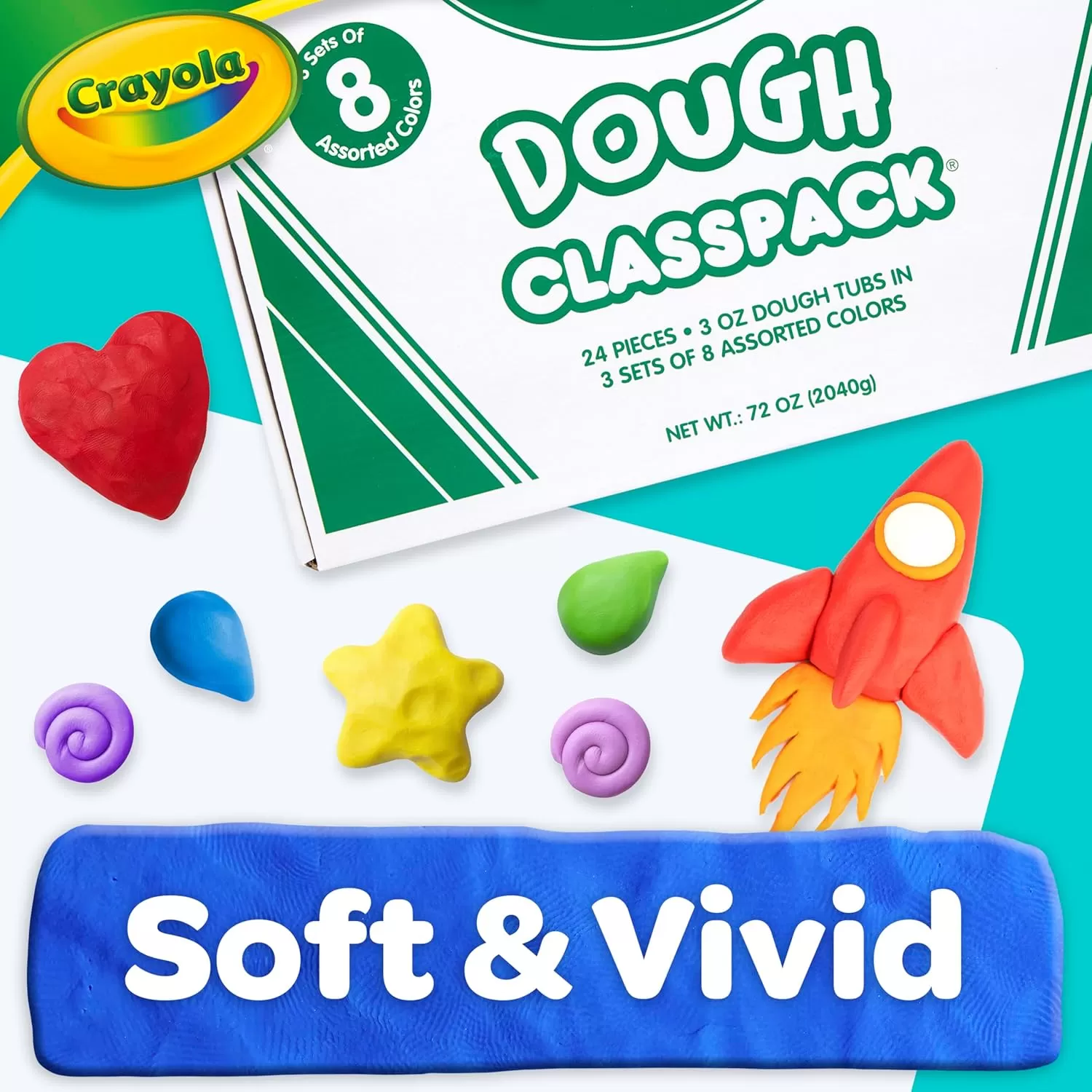imageCrayola Dough Classpack  8 Assorted Colors 48 Count 3oz Kids Dough Classroom Supplies for Teachers ampamp Art Projects Nontoxic Ages 324 Count