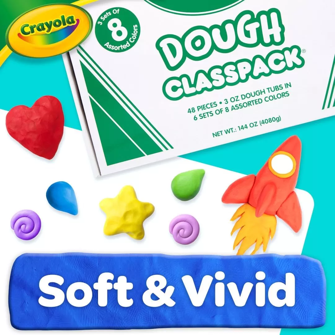 imageCrayola Dough Classpack  8 Assorted Colors 48 Count 3oz Kids Dough Classroom Supplies for Teachers ampamp Art Projects Nontoxic Ages 348 Count
