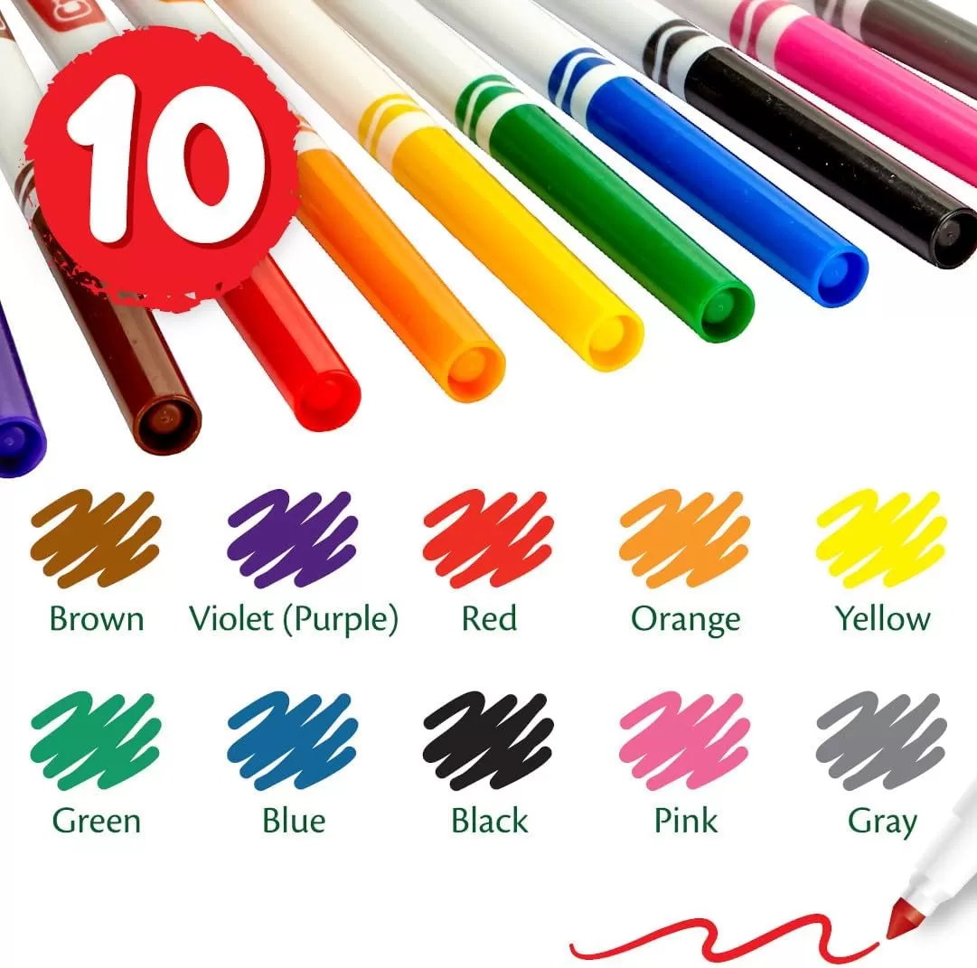 imageCrayola Fine Line Markers 12pk Coloring Markers for Kids Back to School Supplies Teacher Classroom Must Have 10 Colors 3Markers Bulk
