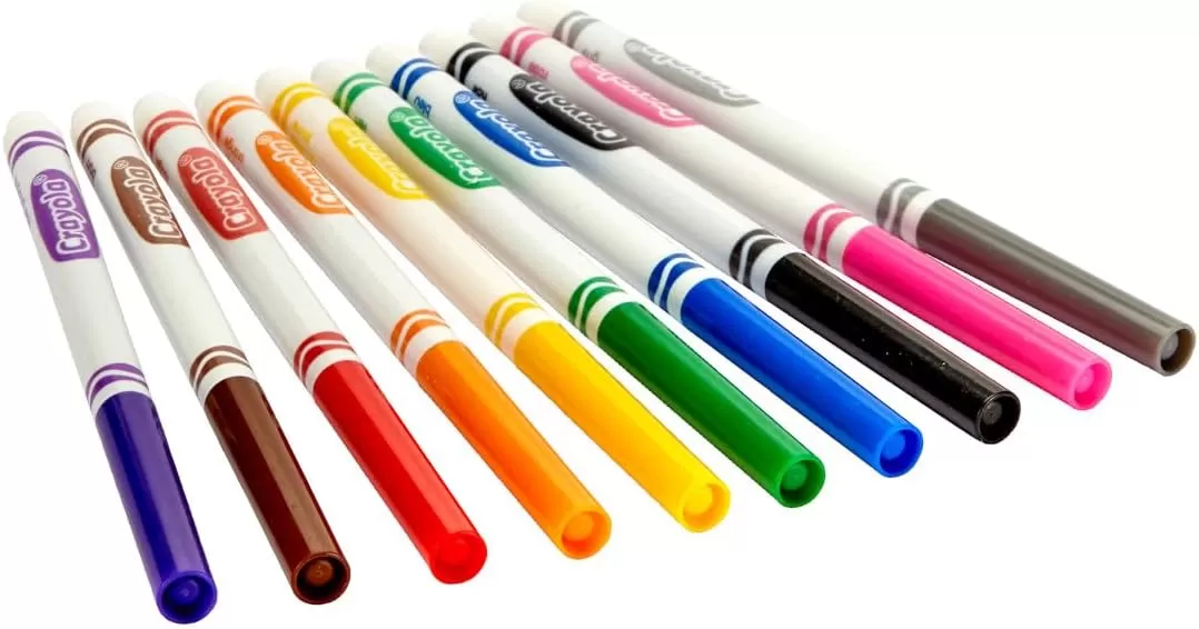 imageCrayola Fine Line Markers 12pk Coloring Markers for Kids Back to School Supplies Teacher Classroom Must Have 10 Colors 3Markers Bulk