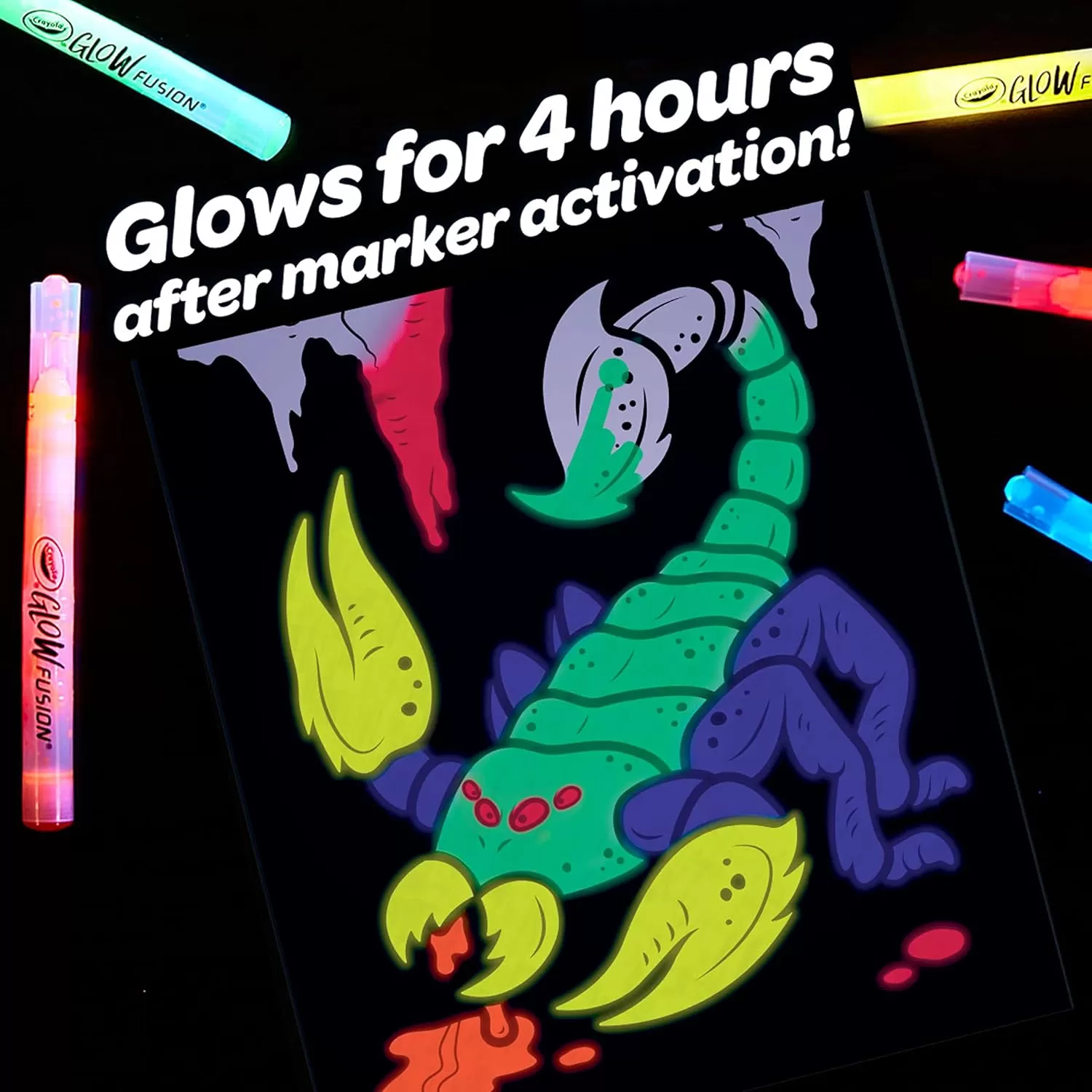 imageCrayola Glow Fusion Glow in The Dark Coloring Set with Markers Mythical Creature Coloring Pages Gift for KidsAlien  Monsters