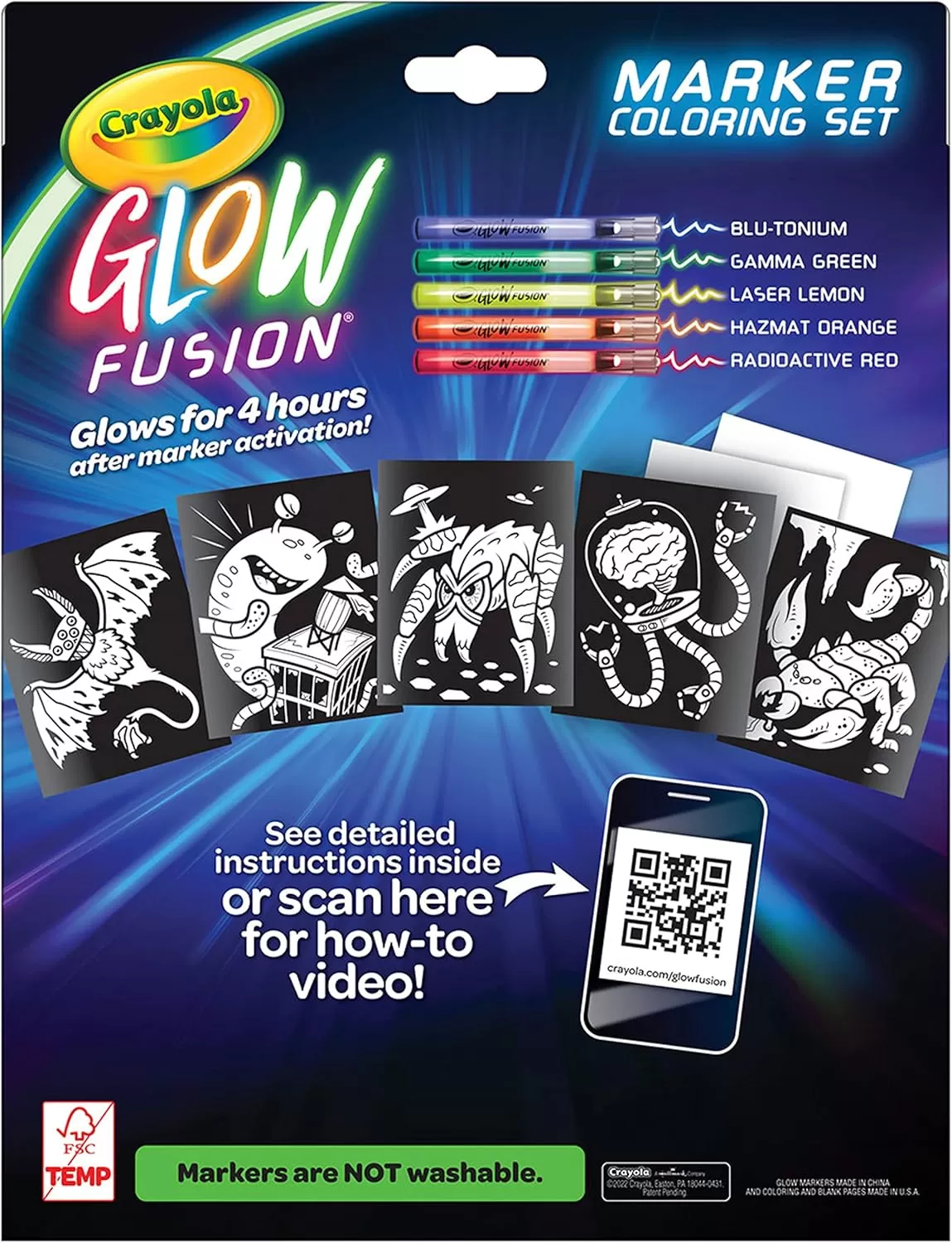 imageCrayola Glow Fusion Glow in The Dark Coloring Set with Markers Mythical Creature Coloring Pages Gift for KidsAlien  Monsters