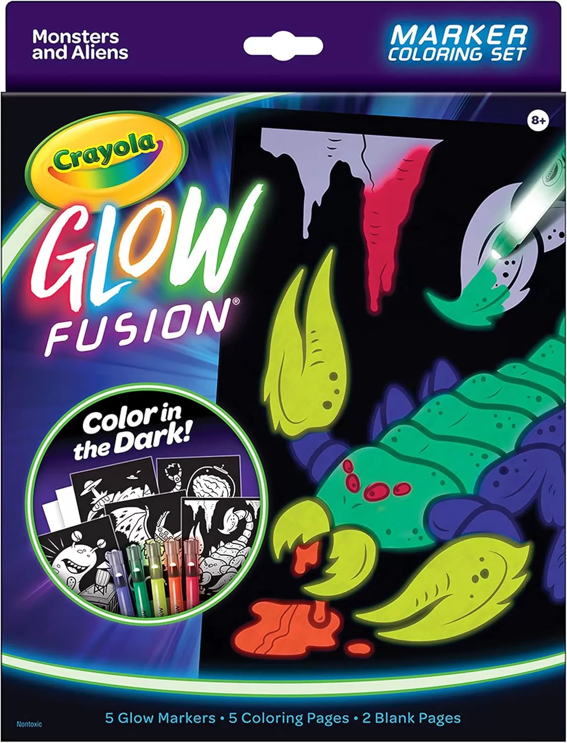 imageCrayola Glow Fusion Glow in The Dark Coloring Set with Markers Mythical Creature Coloring Pages Gift for KidsAlien  Monsters