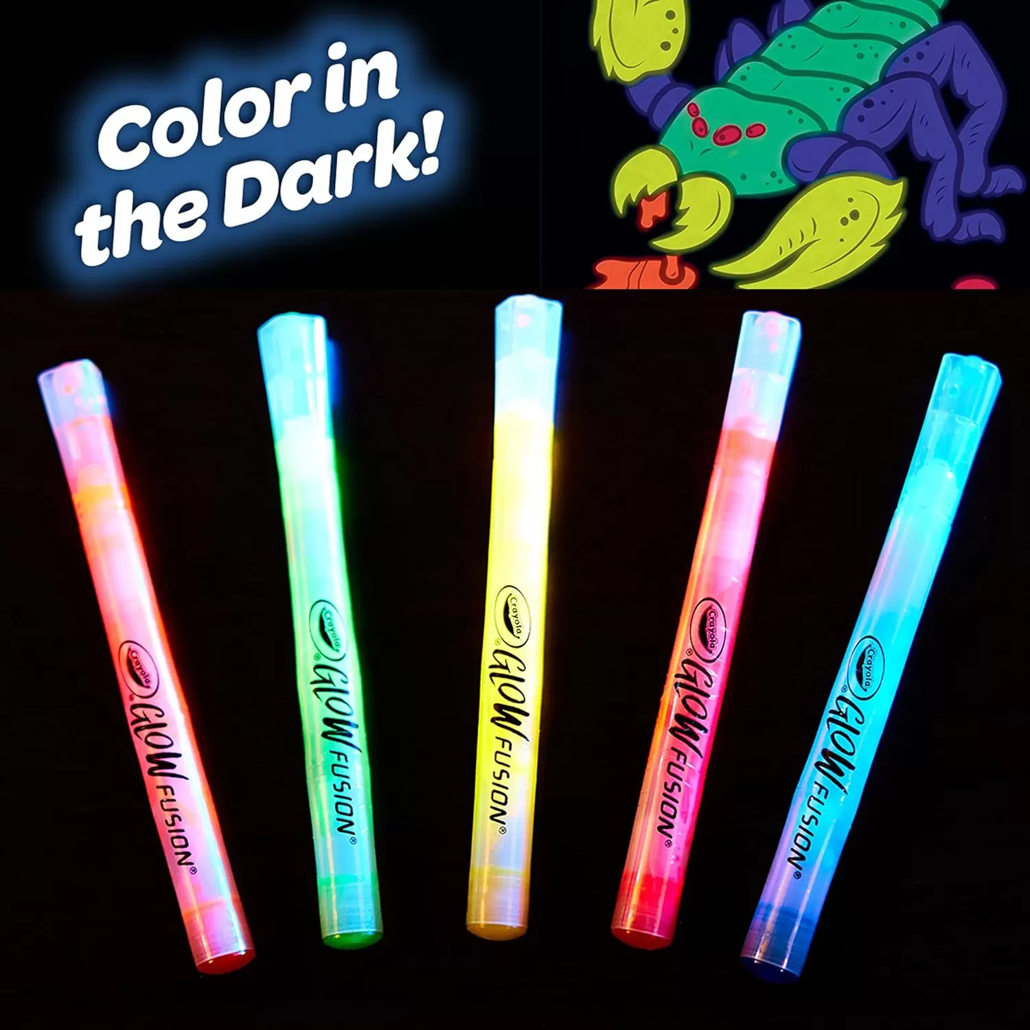 imageCrayola Glow Fusion Glow in The Dark Coloring Set with Markers Mythical Creature Coloring Pages Gift for KidsAlien  Monsters
