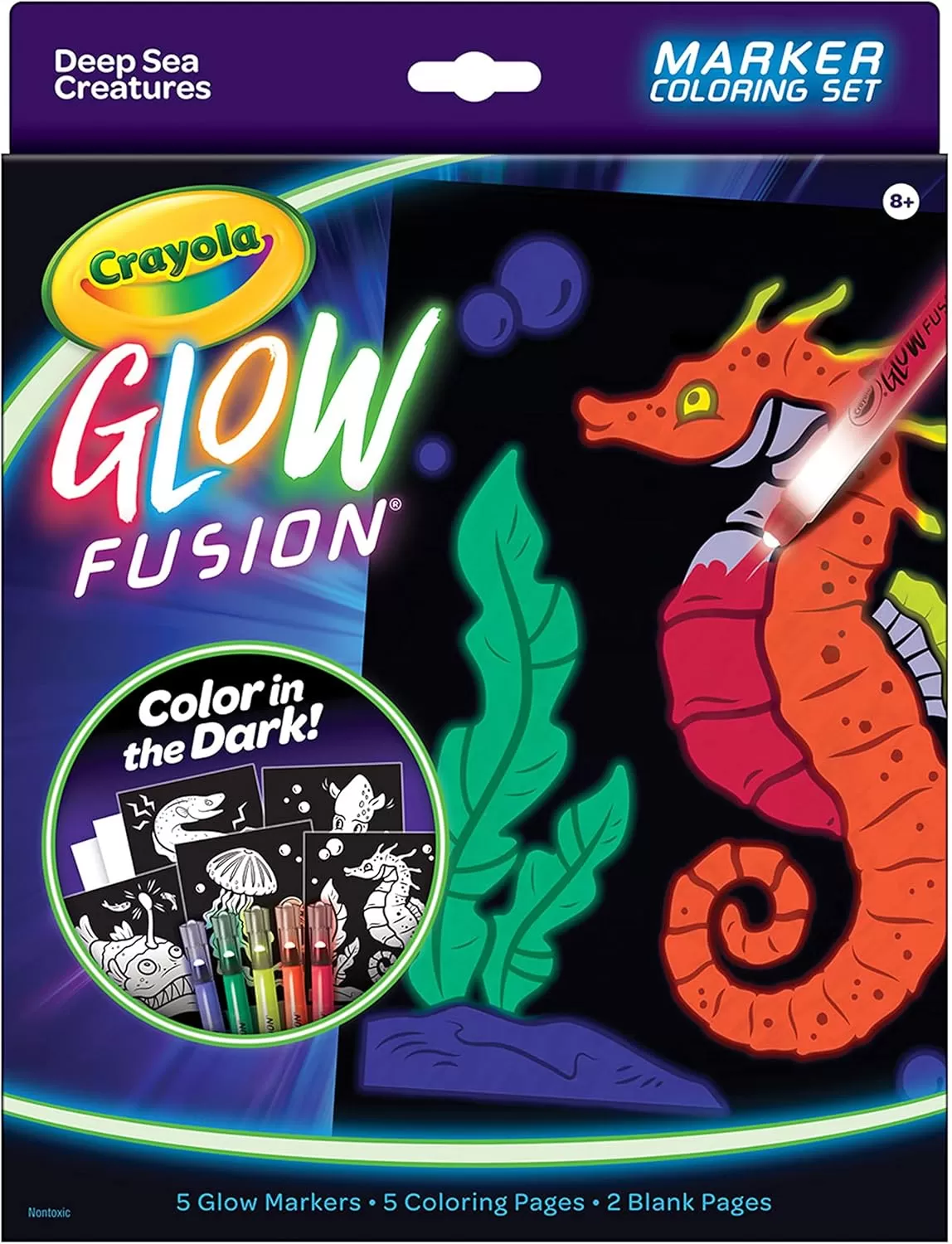 imageCrayola Glow Fusion Glow in The Dark Coloring Set with Markers Mythical Creature Coloring Pages Gift for KidsDeep Sea Creatures