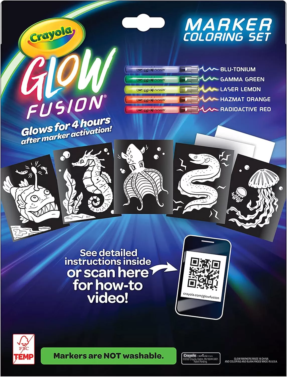 imageCrayola Glow Fusion Glow in The Dark Coloring Set with Markers Mythical Creature Coloring Pages Gift for KidsDeep Sea Creatures