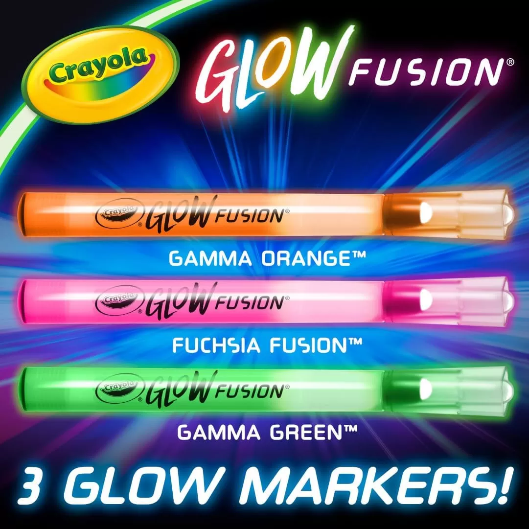 imageCrayola Glow Fusion Glow in The Dark Coloring Set with Markers Mythical Creature Coloring Pages Gift for KidsDeluxe