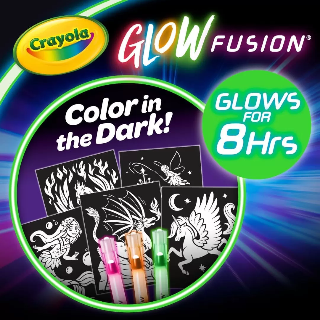 imageCrayola Glow Fusion Glow in The Dark Coloring Set with Markers Mythical Creature Coloring Pages Gift for KidsDeluxe