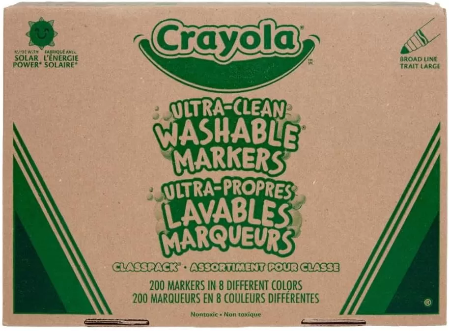 imageCrayola Ultra Clean Washable Markers Classpack 200 Count Bulk Markers for Classrooms School Supplies for Kids 10 ColorsBroad Line