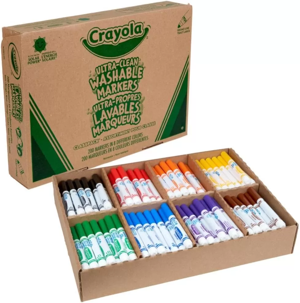 imageCrayola Ultra Clean Washable Markers Classpack 200 Count Bulk Markers for Classrooms School Supplies for Kids 10 ColorsBroad Line