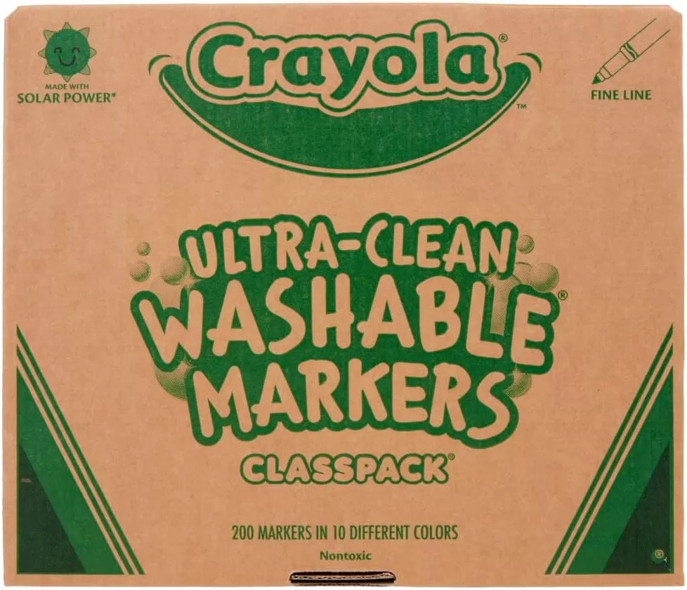 imageCrayola Ultra Clean Washable Markers Classpack 200 Count Bulk Markers for Classrooms School Supplies for Kids 10 ColorsFine Line