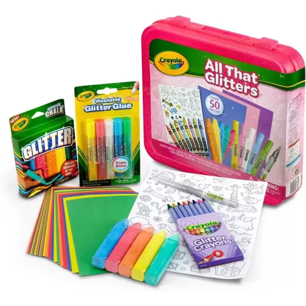 imageCrayola All That Glitters Art Case 50pcs Glitter Crayons ampamp Coloring Supplies Kids Art Set Gifts for Girls ampamp Boys Ages 5