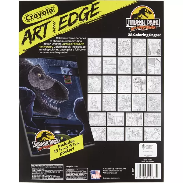 imageCrayola Art with Edge Jurassic Park Coloring Pages 28pgs Adult Coloring Jurassic Park Merchandise Gift for Teens