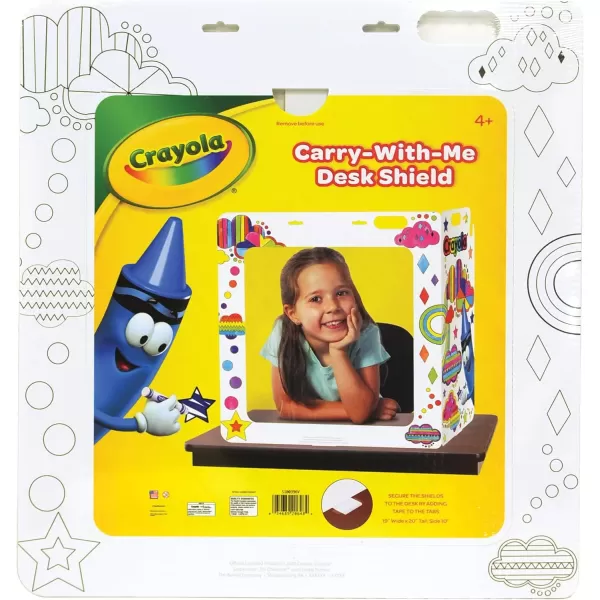 imageCrayola CarrywithMe Color Your Own Desk Shield with Clear Window Portable and Protective Germ Guard for Children to Use In Schools 20quot x 19quot x 10quot WhiteBlack S100396V
