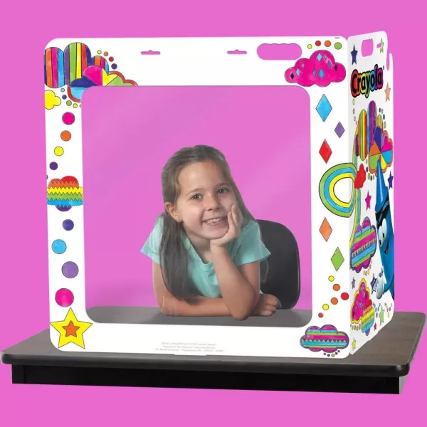 imageCrayola CarrywithMe Color Your Own Desk Shield with Clear Window Portable and Protective Germ Guard for Children to Use In Schools 20quot x 19quot x 10quot WhiteBlack S100396V