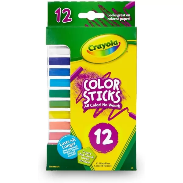 imageCrayola Color Sticks 12 Count Woodless Colored Pencils Set for Kids Classroom Art Supplies Fine Lines ampamp Broad Strokes NonToxic