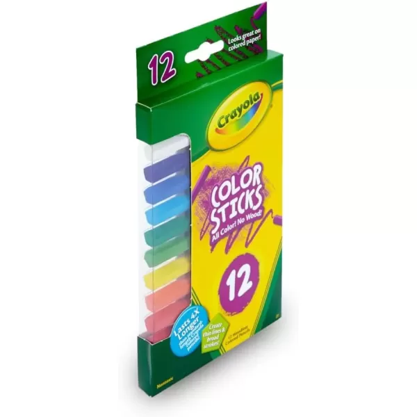 imageCrayola Color Sticks 12 Count Woodless Colored Pencils Set for Kids Classroom Art Supplies Fine Lines ampamp Broad Strokes NonToxic