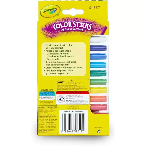 imageCrayola Color Sticks 12 Count Woodless Colored Pencils Set for Kids Classroom Art Supplies Fine Lines ampamp Broad Strokes NonToxic