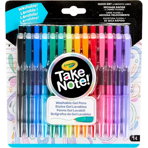 imageCrayola Colored Gel Pens for Kids and Adult Coloring Washable Pens Medium Point 14 Count14 Count