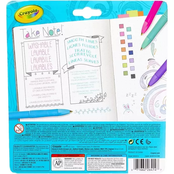imageCrayola Colored Gel Pens for Kids and Adult Coloring Washable Pens Medium Point 14 Count14 Count