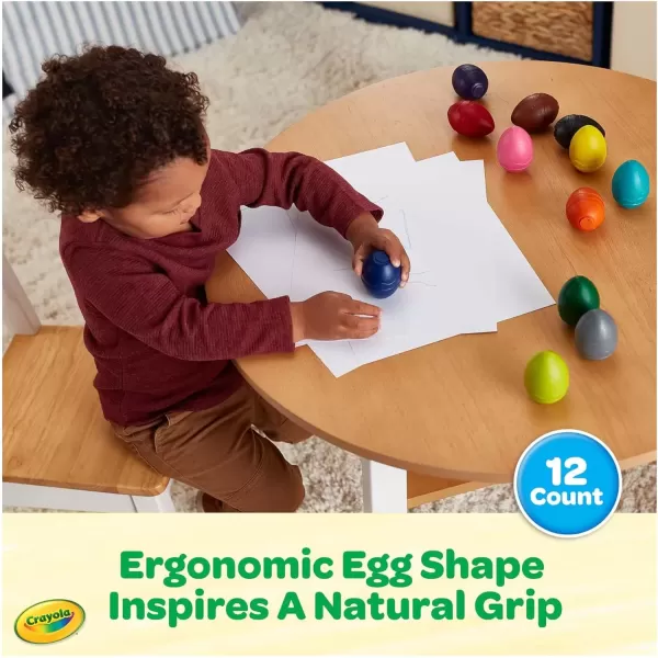 imageCrayola Egg Crayons 12ct Washable Toddler Crayons Jumbo Crayons for Toddlers Preschool Art Supplies Toddler Gifts Ages 1