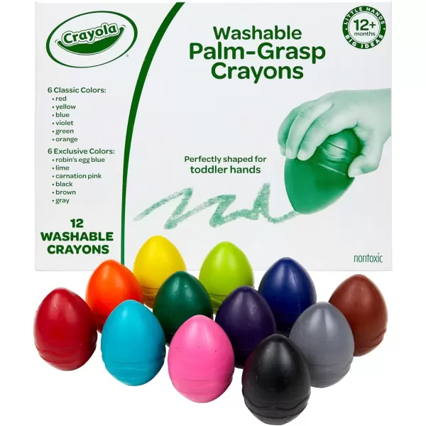 imageCrayola Egg Crayons 12ct Washable Toddler Crayons Jumbo Crayons for Toddlers Preschool Art Supplies Toddler Gifts Ages 1