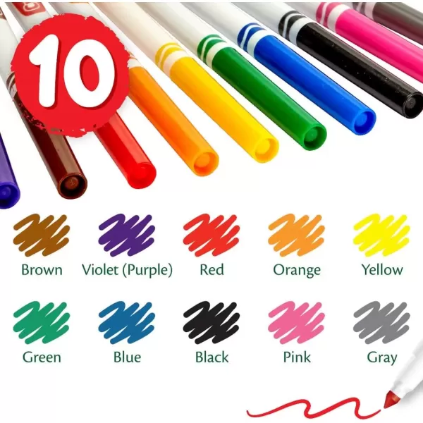 imageCrayola Fine Line Markers 12pk Coloring Markers for Kids Back to School Supplies Teacher Classroom Must Have 10 Colors 3Markers Bulk