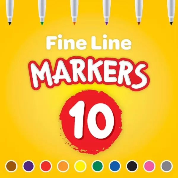 imageCrayola Fine Line Markers 12pk Coloring Markers for Kids Back to School Supplies Teacher Classroom Must Have 10 Colors 3Markers Bulk