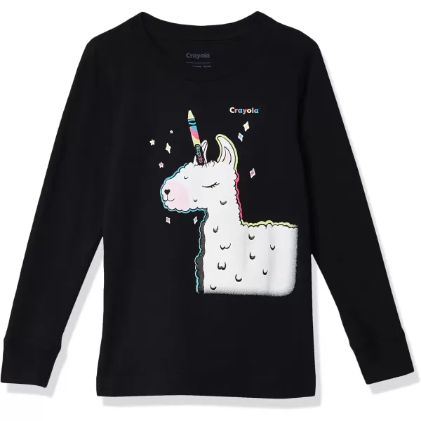 imageCrayola Girls Long Sleeve Graphic TShirt TeeBlack Llamacorn