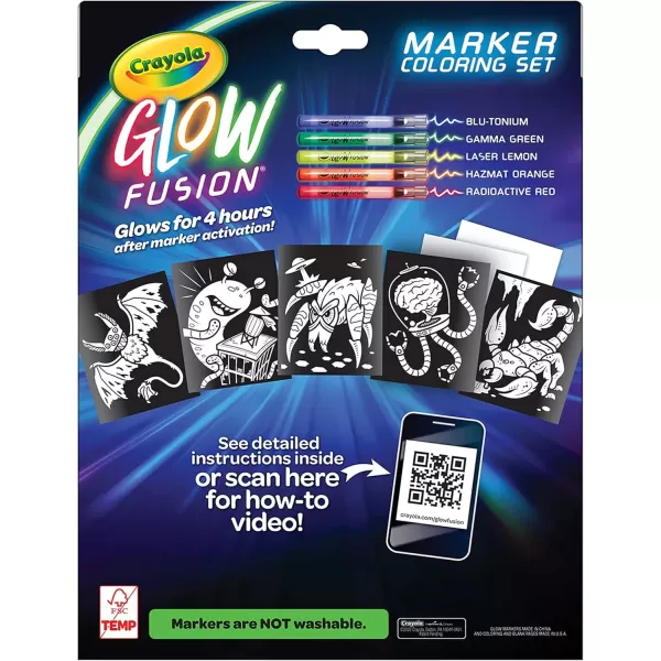 imageCrayola Glow Fusion Glow in The Dark Coloring Set with Markers Mythical Creature Coloring Pages Gift for KidsAlien  Monsters