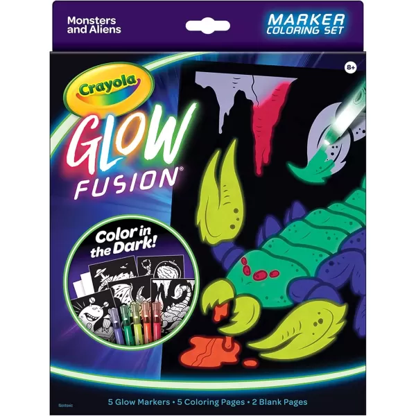 imageCrayola Glow Fusion Glow in The Dark Coloring Set with Markers Mythical Creature Coloring Pages Gift for KidsAlien  Monsters
