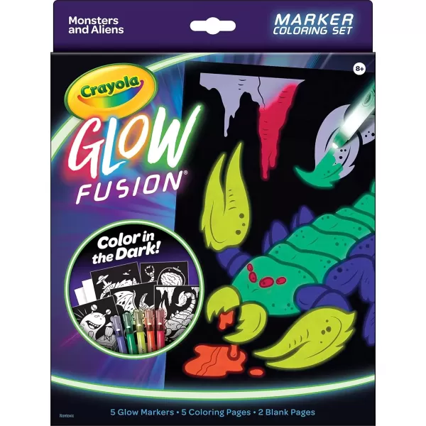 imageCrayola Glow Fusion Glow in The Dark Coloring Set with Markers Mythical Creature Coloring Pages Gift for KidsAlien  Monsters