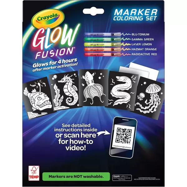 imageCrayola Glow Fusion Glow in The Dark Coloring Set with Markers Mythical Creature Coloring Pages Gift for KidsDeep Sea Creatures